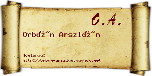 Orbán Arszlán névjegykártya